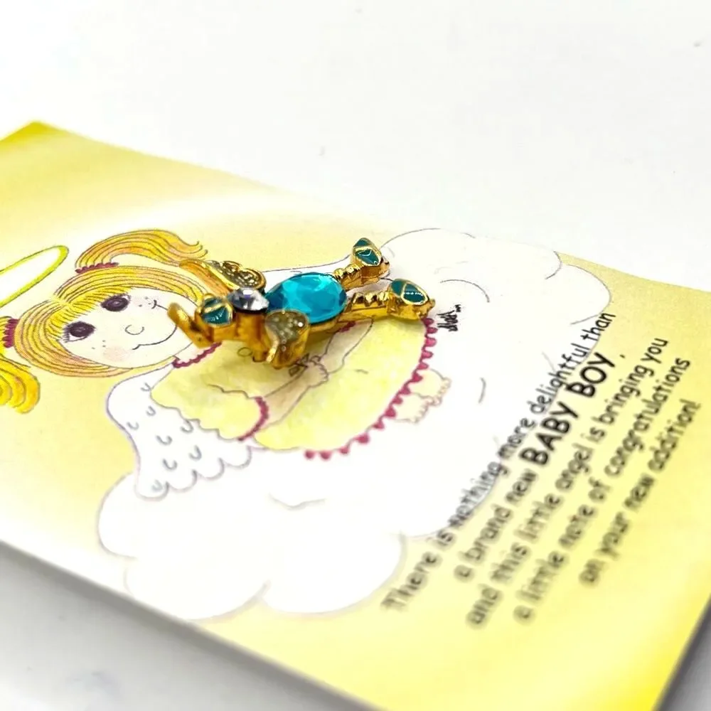 Baby Boy Angel Lapel Pin Blue Angel Brooch with Blue